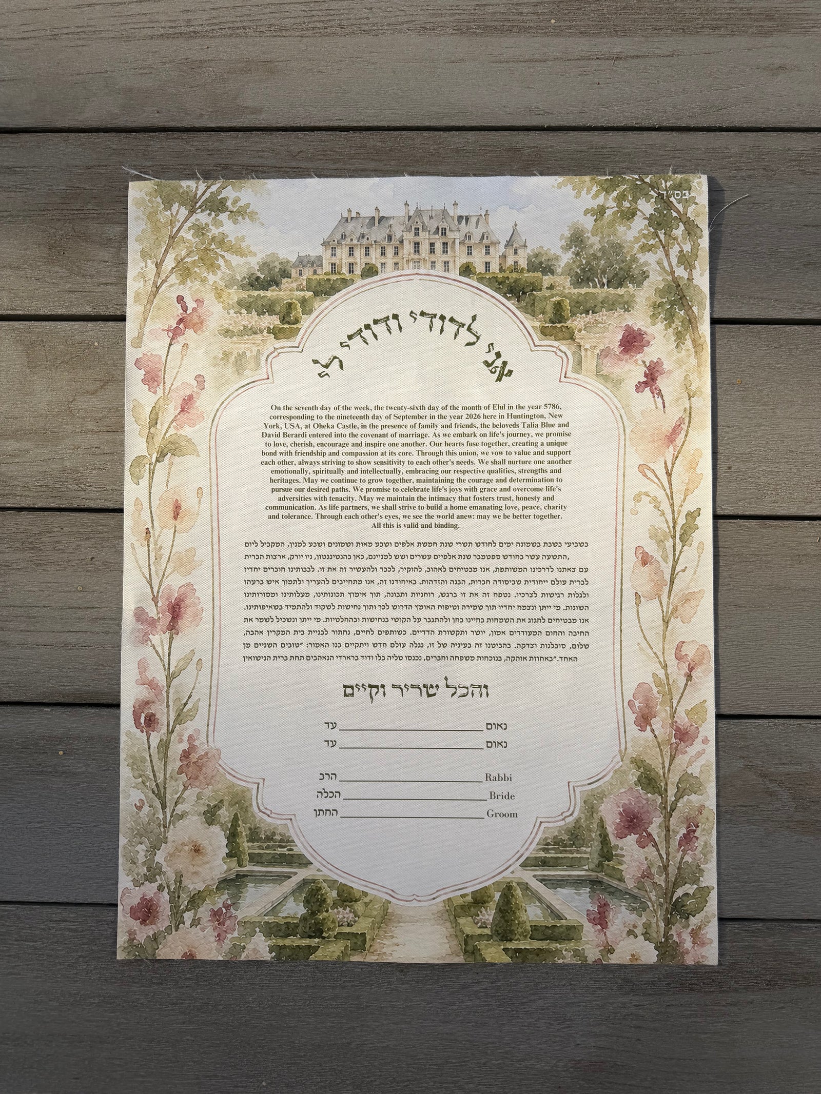 Custom watercolor ketubah