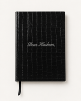 Layla Dear Hashem Journal, studio cover view with silver lettering